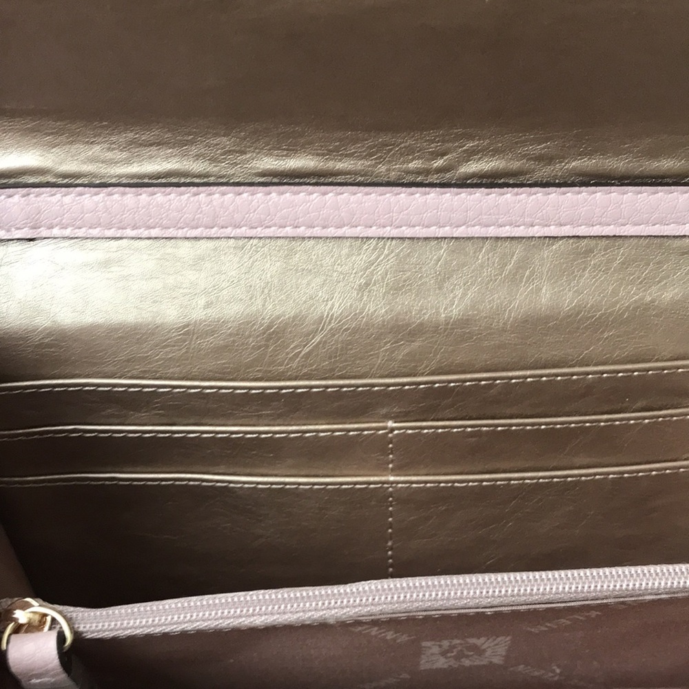 Anne Klein cork  and pink trim Cross body Wallet purse - Picture 5 of 7